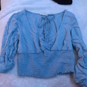 Blue Long sleeve crop top